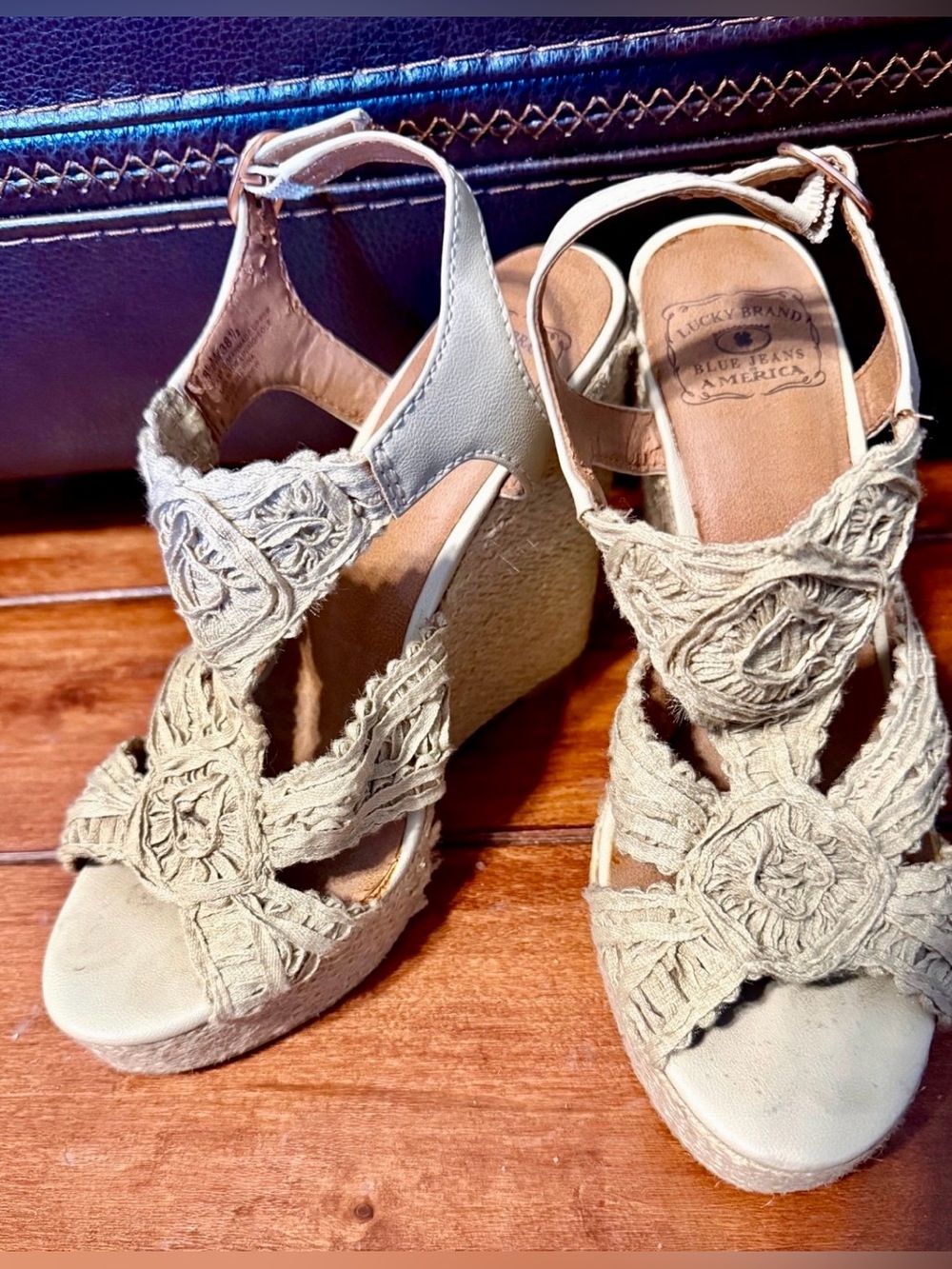Lucky Brand Tan Macramé Espadrille Wedge Sandals | Size: 8.5